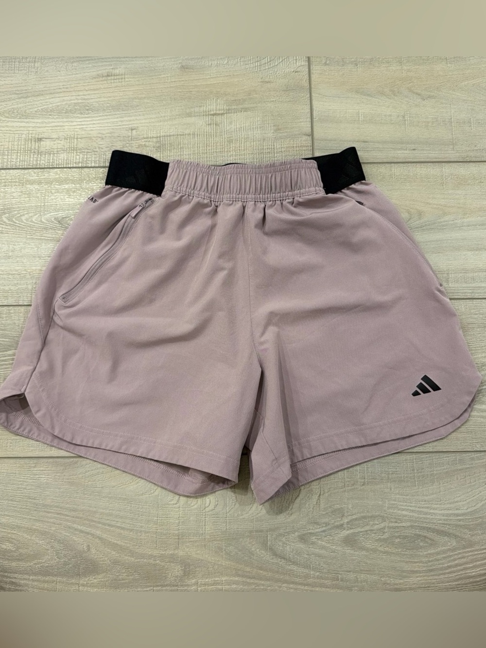 adidas men’s Dusty Rose Athletic Shorts with Black Waistband